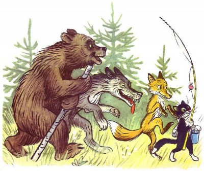 Картинки лиса волк медведь